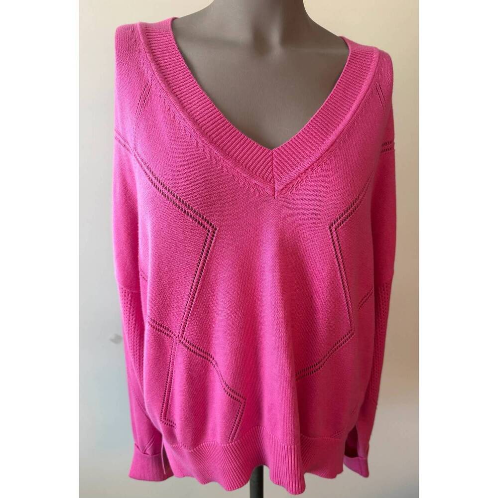 NEW WISPR women's arabella pointelle v sweater in pink